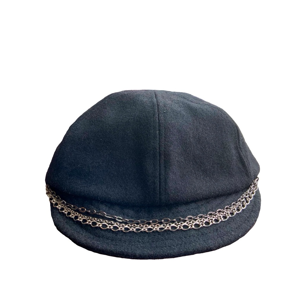 Harley-Davidson Woman’s Black Wool Newsboy Style Cap Size M Satin Lined